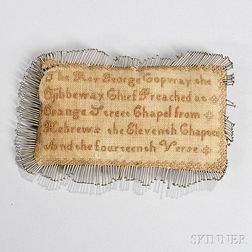 Silk Embroidered Ojibwa Minister George Copway Pincushion